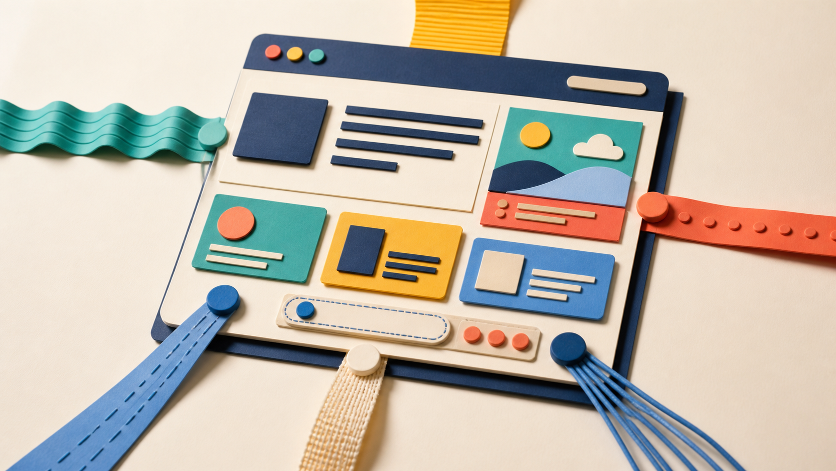 A colourful tactile website interface reached by multiple pathways